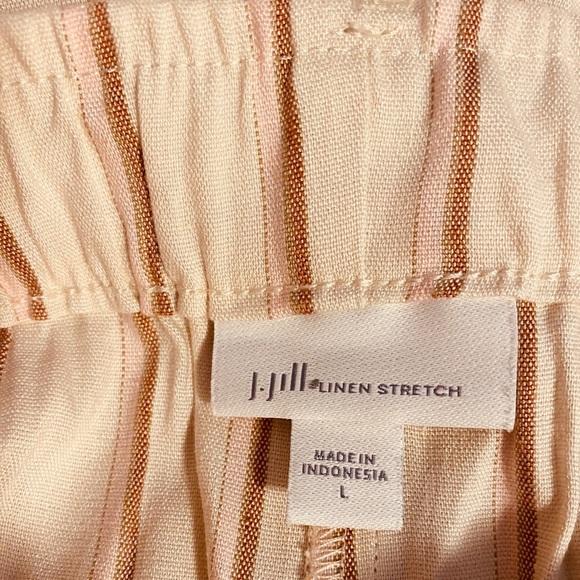 J. Jill Linen Comfy Stretch Striped Peach Pants Size Large - Picture 3 of 9